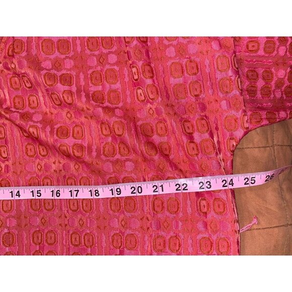 Zara Red Long Sleeve V-Neck 70's Retro Print midi Dress Women's Size M - Picture 6 of 9